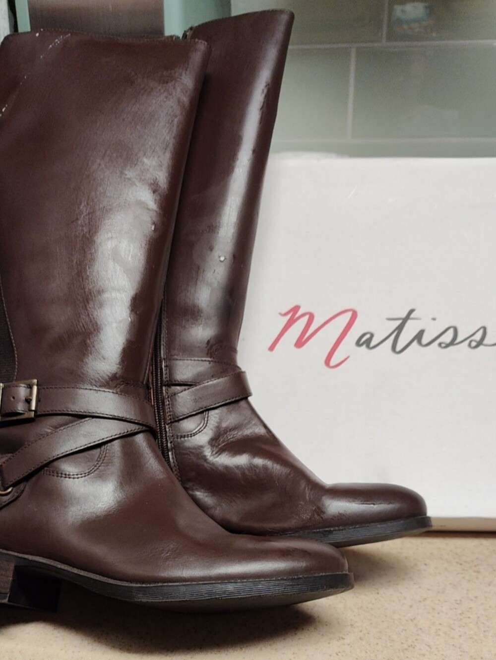 Sz 9 Matisse Destry Knee High Zip Boots Leather Riding Equestrian. 🚨*Damaged 🚨